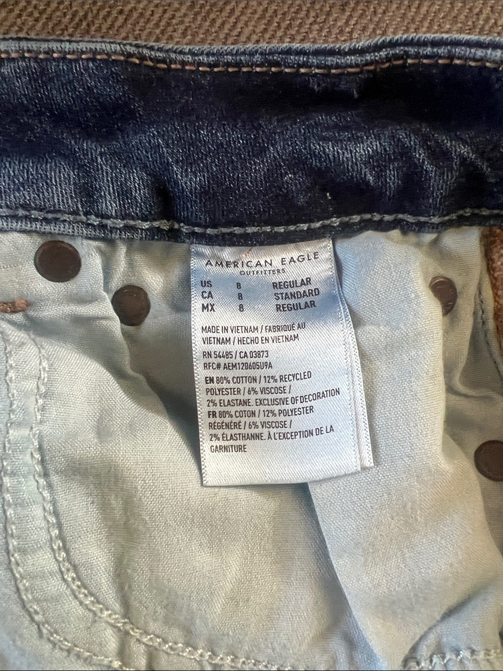 American Eagle Outfitters Dark Medium Blue High-Rise Flare Jeans - Picture 2 of 5